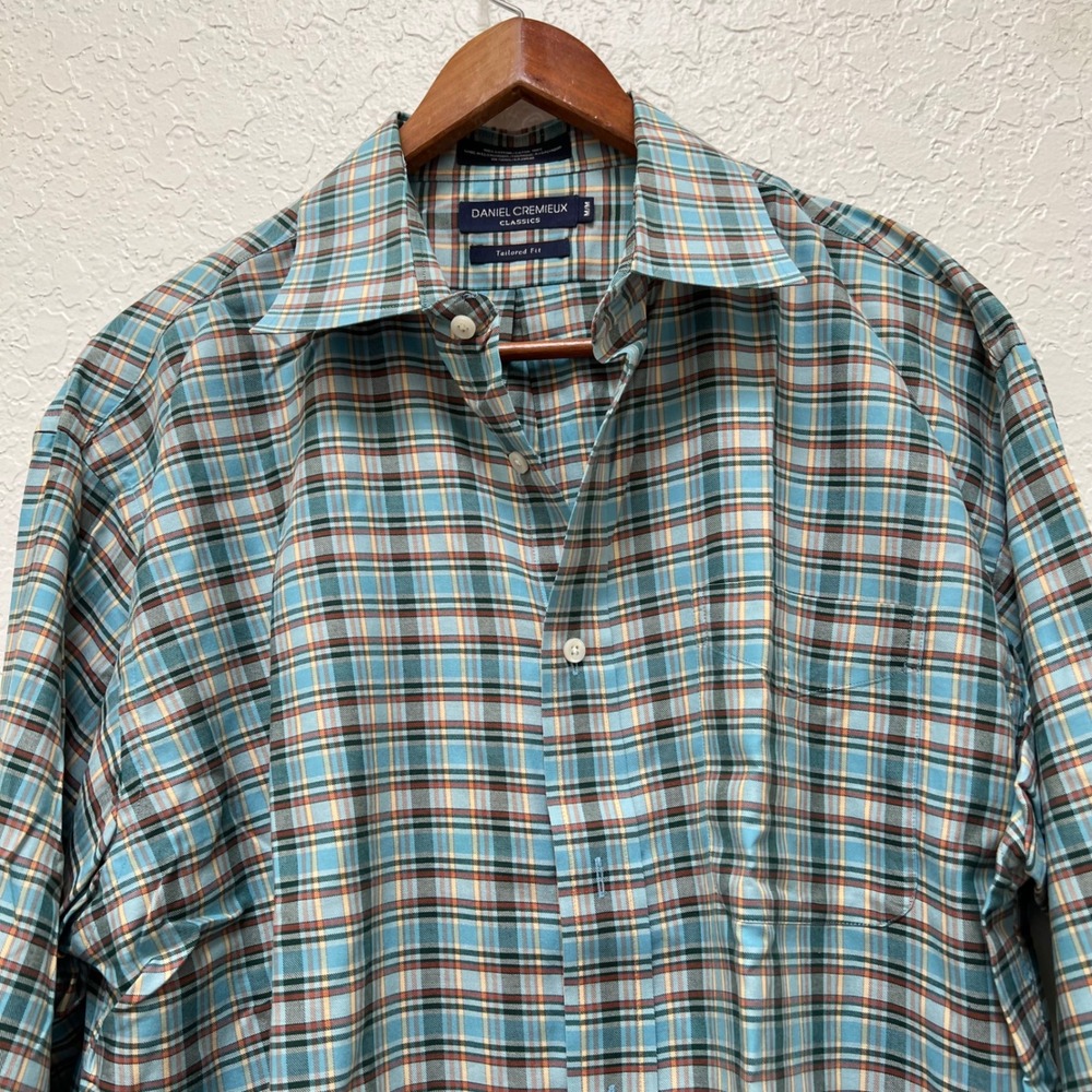 Daniel Cremieux Classics Mens Tailored Fit Plaid Long Sleeve Button Down Shirt M
